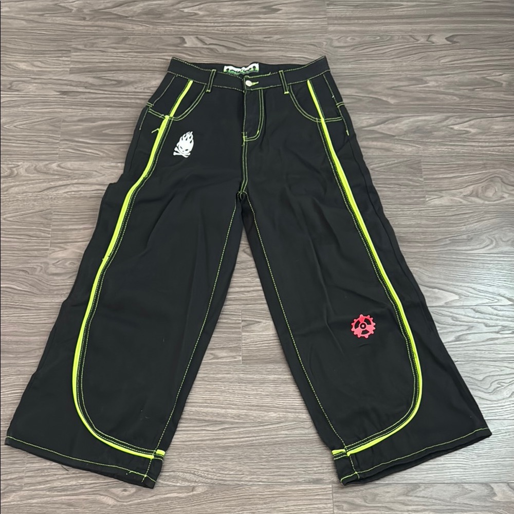 Rocker Pants Neon Green and Black